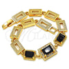 Pulsera Elegante 03.266.0028.1.07 Oro Laminado, con Negro and Blanca Zirconia Cubica, Pulido, Tono Dorado (08 MM Thickness, 7 Inches Length)