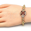Pulsera Elegante 03.266.0029.07 Oro Laminado, Diseño de Flor y Pescado, con Granate and Blanca Zirconia Cubica, Pulido, Tono Dorado (05 MM Thickness, 7 Inches Length)