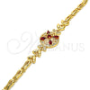 Pulsera Elegante 03.266.0029.07 Oro Laminado, Diseño de Flor y Pescado, con Granate and Blanca Zirconia Cubica, Pulido, Tono Dorado (05 MM Thickness, 7 Inches Length)