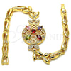 Pulsera Elegante 03.266.0029.2.07 Oro Laminado, Diseño de Flor y Pescado, con Multicolor Zirconia Cubica, Pulido, Tono Dorado (05 MM Thickness, 7 Inches Length)
