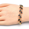 Pulsera Elegante 03.210.0092.07 Oro Laminado, Diseño de Pescado, con Negro and Blanca Zirconia Cubica, Pulido, Tono Dorado (05 MM Thickness, 7 Inches Length)