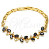 Pulsera Elegante 03.210.0092.07 Oro Laminado, Diseño de Pescado, con Negro and Blanca Zirconia Cubica, Pulido, Tono Dorado (05 MM Thickness, 7 Inches Length)