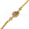Pulsera Elegante 03.210.0095.1.08 Oro Laminado, Diseño de Oja y Pescado, con Granate and Blanca Zirconia Cubica, Pulido, Tono Dorado (05 MM Thickness, 8 Inches Length)
