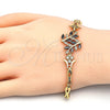 Pulsera Elegante 03.210.0097.08 Oro Laminado, Diseño de Oja y Pescado, con Negro and Blanca Zirconia Cubica, Pulido, Tono Dorado (05 MM Thickness, 8 Inches Length)