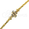 Pulsera Elegante 03.210.0097.08 Oro Laminado, Diseño de Oja y Pescado, con Negro and Blanca Zirconia Cubica, Pulido, Tono Dorado (05 MM Thickness, 8 Inches Length)