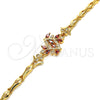 Pulsera Elegante 03.210.0097.1.08 Oro Laminado, Diseño de Oja y Pescado, con Granate and Blanca Zirconia Cubica, Pulido, Tono Dorado (05 MM Thickness, 8 Inches Length)