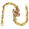Pulsera Elegante 03.210.0097.1.08 Oro Laminado, Diseño de Oja y Pescado, con Granate and Blanca Zirconia Cubica, Pulido, Tono Dorado (05 MM Thickness, 8 Inches Length)