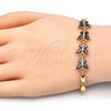 Pulsera Elegante 03.210.0098.07 Oro Laminado, Diseño de Mariposa, con Negro Zirconia Cubica, Pulido, Tono Dorado (04 MM Thickness, 7 Inches Length)
