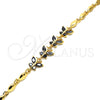 Pulsera Elegante 03.210.0098.07 Oro Laminado, Diseño de Mariposa, con Negro Zirconia Cubica, Pulido, Tono Dorado (04 MM Thickness, 7 Inches Length)