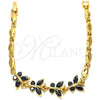 Pulsera Elegante 03.210.0098.07 Oro Laminado, Diseño de Mariposa, con Negro Zirconia Cubica, Pulido, Tono Dorado (04 MM Thickness, 7 Inches Length)