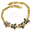 Pulsera Elegante 03.210.0098.07 Oro Laminado, Diseño de Mariposa, con Negro Zirconia Cubica, Pulido, Tono Dorado (04 MM Thickness, 7 Inches Length)