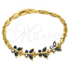 Pulsera Elegante 03.210.0098.07 Oro Laminado, Diseño de Mariposa, con Negro Zirconia Cubica, Pulido, Tono Dorado (04 MM Thickness, 7 Inches Length)