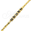 Pulsera Elegante 03.210.0100.1.07 Oro Laminado, con Negro Zirconia Cubica, Pulido, Tono Dorado (04 MM Thickness, 7 Inches Length)