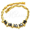 Pulsera Elegante 03.210.0100.1.07 Oro Laminado, con Negro Zirconia Cubica, Pulido, Tono Dorado (04 MM Thickness, 7 Inches Length)