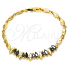 Pulsera Elegante 03.210.0100.1.07 Oro Laminado, con Negro Zirconia Cubica, Pulido, Tono Dorado (04 MM Thickness, 7 Inches Length)
