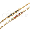 Pulsera Elegante 03.210.0100.1.07 Oro Laminado, con Negro Zirconia Cubica, Pulido, Tono Dorado (04 MM Thickness, 7 Inches Length)