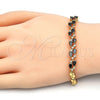 Pulsera Elegante 03.210.0101.07 Oro Laminado, Diseño de Gota, con Negro and Blanca Zirconia Cubica, Pulido, Tono Dorado (05 MM Thickness, 7 Inches Length)