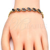 Pulsera Elegante 03.210.0101.07 Oro Laminado, Diseño de Gota, con Negro and Blanca Zirconia Cubica, Pulido, Tono Dorado (05 MM Thickness, 7 Inches Length)