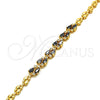 Pulsera Elegante 03.210.0101.07 Oro Laminado, Diseño de Gota, con Negro and Blanca Zirconia Cubica, Pulido, Tono Dorado (05 MM Thickness, 7 Inches Length)