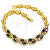 Pulsera Elegante 03.210.0101.07 Oro Laminado, Diseño de Gota, con Negro and Blanca Zirconia Cubica, Pulido, Tono Dorado (05 MM Thickness, 7 Inches Length)