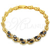 Pulsera Elegante 03.210.0101.07 Oro Laminado, Diseño de Gota, con Negro and Blanca Zirconia Cubica, Pulido, Tono Dorado (05 MM Thickness, 7 Inches Length)