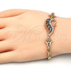 Pulsera Elegante 03.210.0104.07 Oro Laminado, Diseño de Pavo Real y Pescado, con Negro and Blanca Zirconia Cubica, Pulido, Tono Dorado (05 MM Thickness, 7 Inches Length)