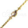 Pulsera Elegante 03.210.0104.07 Oro Laminado, Diseño de Pavo Real y Pescado, con Negro and Blanca Zirconia Cubica, Pulido, Tono Dorado (05 MM Thickness, 7 Inches Length)