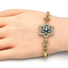 Pulsera Elegante 03.210.0105.08 Oro Laminado, Diseño de Flor y Pescado, con Negro and Blanca Zirconia Cubica, Pulido, Tono Dorado (05 MM Thickness, 8 Inches Length)