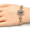 Pulsera Elegante 03.210.0105.1.08 Oro Laminado, Diseño de Flor y Pescado, con Multicolor Zirconia Cubica, Pulido, Tono Dorado (05 MM Thickness, 8 Inches Length)
