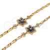 Pulsera Elegante 03.210.0105.1.08 Oro Laminado, Diseño de Flor y Pescado, con Multicolor Zirconia Cubica, Pulido, Tono Dorado (05 MM Thickness, 8 Inches Length)