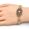 Pulsera Elegante 03.210.0106.07 Oro Laminado, Diseño de Gota, con Negro and Blanca Zirconia Cubica, Pulido, Tono Dorado (08 MM Thickness, 7 Inches Length)