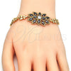 Pulsera Elegante 03.210.0106.07 Oro Laminado, Diseño de Gota, con Negro and Blanca Zirconia Cubica, Pulido, Tono Dorado (08 MM Thickness, 7 Inches Length)