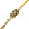 Pulsera Elegante 03.210.0106.07 Oro Laminado, Diseño de Gota, con Negro and Blanca Zirconia Cubica, Pulido, Tono Dorado (08 MM Thickness, 7 Inches Length)