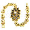 Pulsera Elegante 03.210.0106.07 Oro Laminado, Diseño de Gota, con Negro and Blanca Zirconia Cubica, Pulido, Tono Dorado (08 MM Thickness, 7 Inches Length)