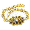Pulsera Elegante 03.210.0106.07 Oro Laminado, Diseño de Gota, con Negro and Blanca Zirconia Cubica, Pulido, Tono Dorado (08 MM Thickness, 7 Inches Length)