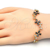 Pulsera Elegante 03.210.0107.07 Oro Laminado, Diseño de Flor, con Negro and Blanca Zirconia Cubica, Pulido, Tono Dorado (10 MM Thickness, 7 Inches Length)