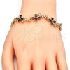 Pulsera Elegante 03.210.0107.07 Oro Laminado, Diseño de Flor, con Negro and Blanca Zirconia Cubica, Pulido, Tono Dorado (10 MM Thickness, 7 Inches Length)