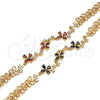 Pulsera Elegante 03.210.0107.07 Oro Laminado, Diseño de Flor, con Negro and Blanca Zirconia Cubica, Pulido, Tono Dorado (10 MM Thickness, 7 Inches Length)