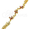 Pulsera Elegante 03.210.0107.1.07 Oro Laminado, Diseño de Flor, con Granate and Blanca Zirconia Cubica, Pulido, Tono Dorado (10 MM Thickness, 7 Inches Length)