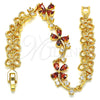 Pulsera Elegante 03.210.0107.1.07 Oro Laminado, Diseño de Flor, con Granate and Blanca Zirconia Cubica, Pulido, Tono Dorado (10 MM Thickness, 7 Inches Length)