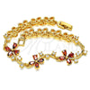 Pulsera Elegante 03.210.0107.1.07 Oro Laminado, Diseño de Flor, con Granate and Blanca Zirconia Cubica, Pulido, Tono Dorado (10 MM Thickness, 7 Inches Length)