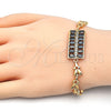 Pulsera Elegante 03.210.0108.07 Oro Laminado, con Negro and Blanca Zirconia Cubica, Pulido, Tono Dorado (07 MM Thickness, 7 Inches Length)