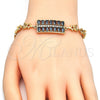 Pulsera Elegante 03.210.0108.07 Oro Laminado, con Negro and Blanca Zirconia Cubica, Pulido, Tono Dorado (07 MM Thickness, 7 Inches Length)