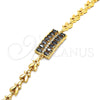 Pulsera Elegante 03.210.0108.07 Oro Laminado, con Negro and Blanca Zirconia Cubica, Pulido, Tono Dorado (07 MM Thickness, 7 Inches Length)