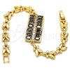 Pulsera Elegante 03.210.0108.07 Oro Laminado, con Negro and Blanca Zirconia Cubica, Pulido, Tono Dorado (07 MM Thickness, 7 Inches Length)