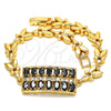 Pulsera Elegante 03.210.0108.07 Oro Laminado, con Negro and Blanca Zirconia Cubica, Pulido, Tono Dorado (07 MM Thickness, 7 Inches Length)