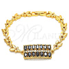 Pulsera Elegante 03.210.0108.07 Oro Laminado, con Negro and Blanca Zirconia Cubica, Pulido, Tono Dorado (07 MM Thickness, 7 Inches Length)