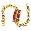Pulsera Elegante 03.210.0108.1.07 Oro Laminado, con Granate and Blanca Zirconia Cubica, Pulido, Tono Dorado (07 MM Thickness, 7 Inches Length)