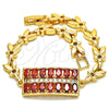 Pulsera Elegante 03.210.0108.1.07 Oro Laminado, con Granate and Blanca Zirconia Cubica, Pulido, Tono Dorado (07 MM Thickness, 7 Inches Length)
