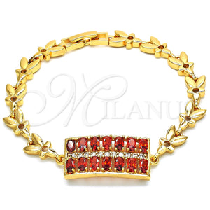 Pulsera Elegante 03.210.0108.1.07 Oro Laminado, con Granate and Blanca Zirconia Cubica, Pulido, Tono Dorado (07 MM Thickness, 7 Inches Length)